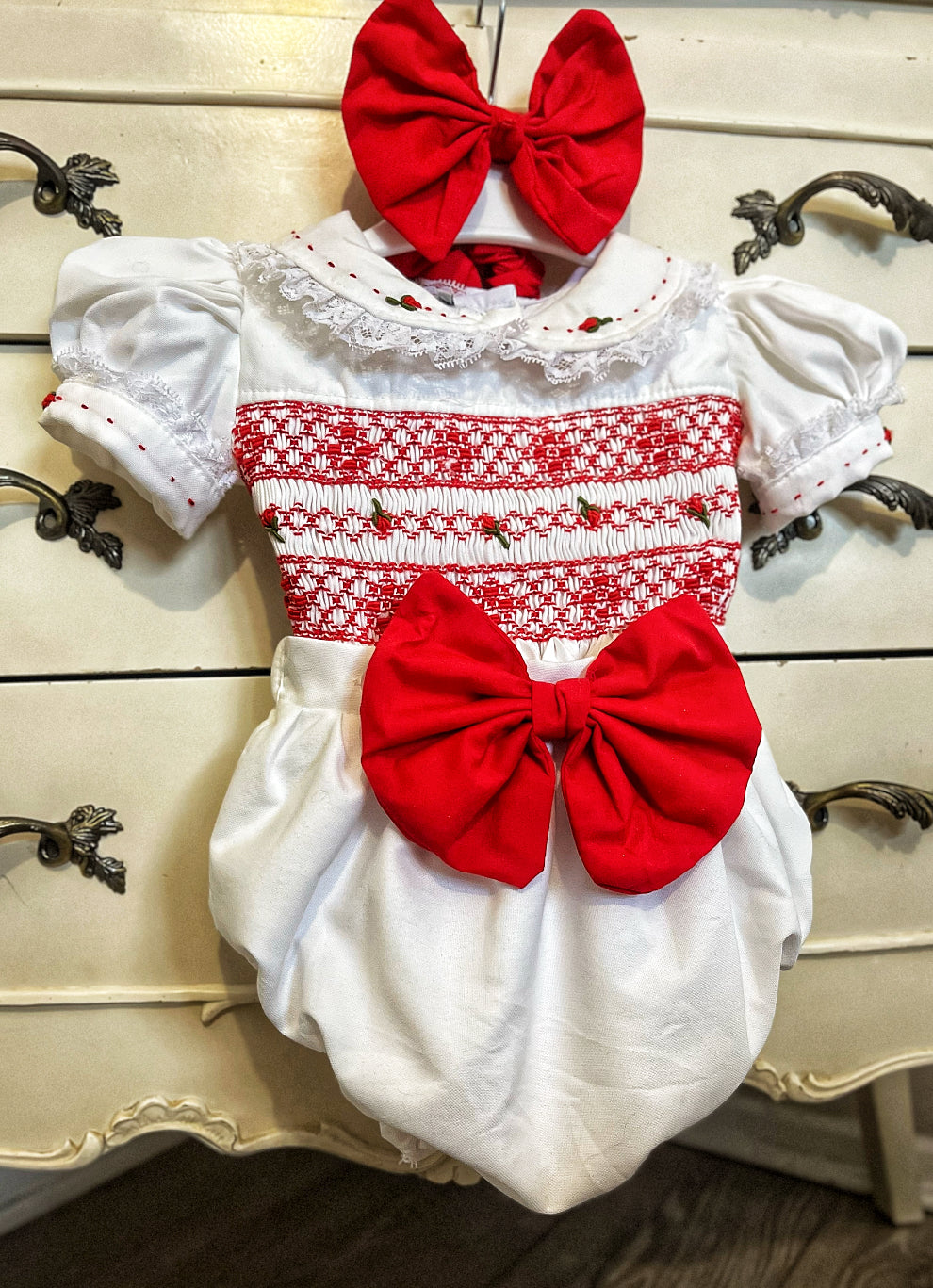Handmade smocked romper set. 5/6week preorder