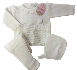 white knitted set 3months