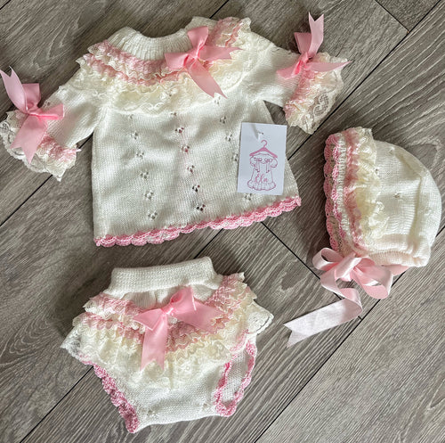 ELA AW22 top pants and bonnet  (handmade 6weeks)