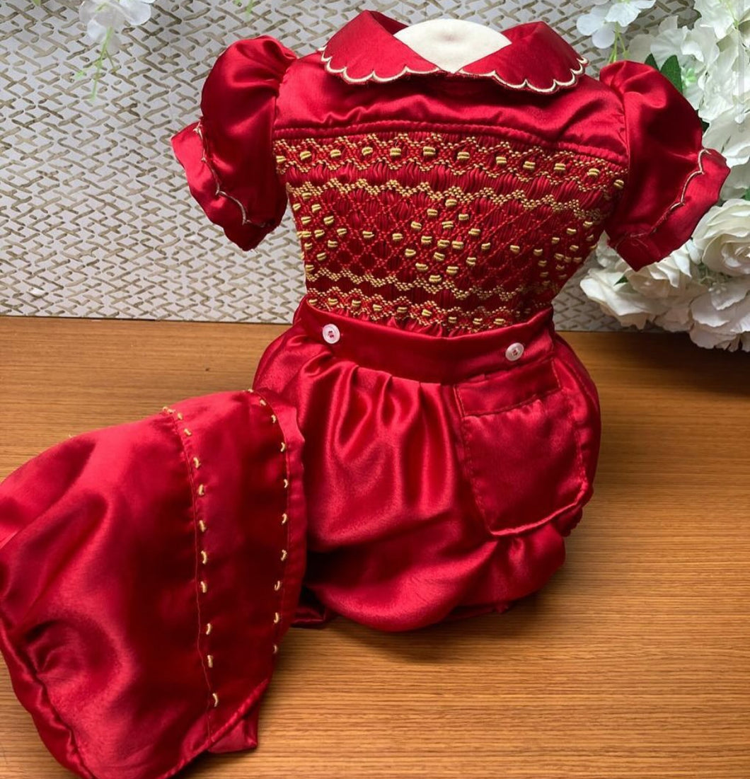 Handmade smocked romper set. 5/6week preorder