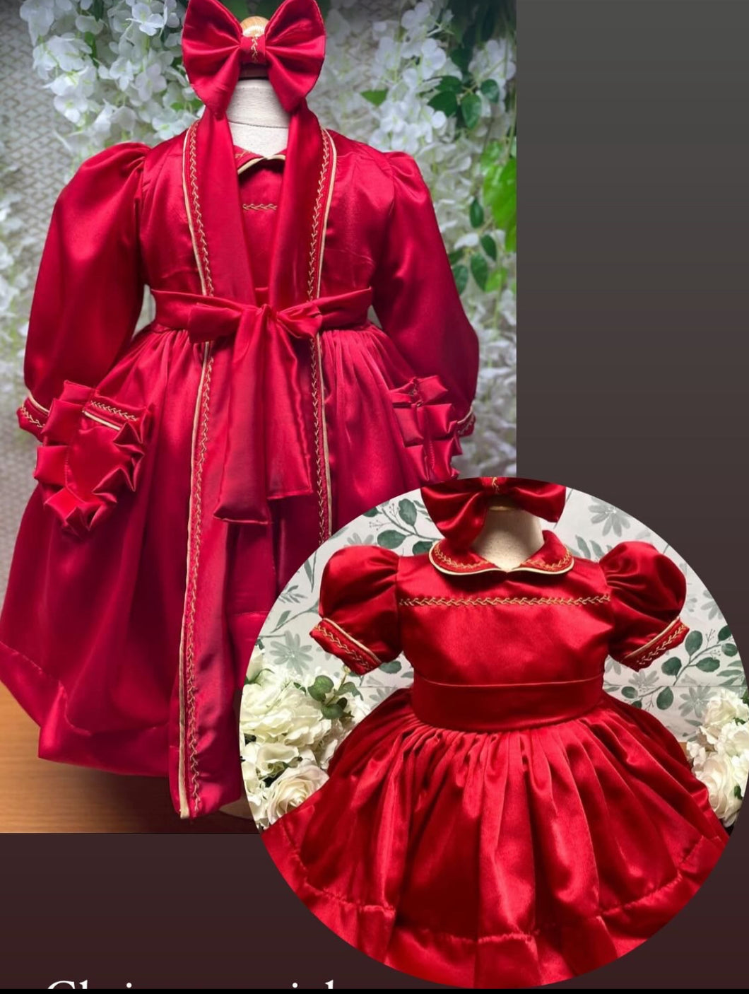 1Y 18m NIGHT DRESS, dressing gown and hair bow set READY TO SEND