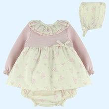 Pink Dress And Nappy Cover With bonnet 25407