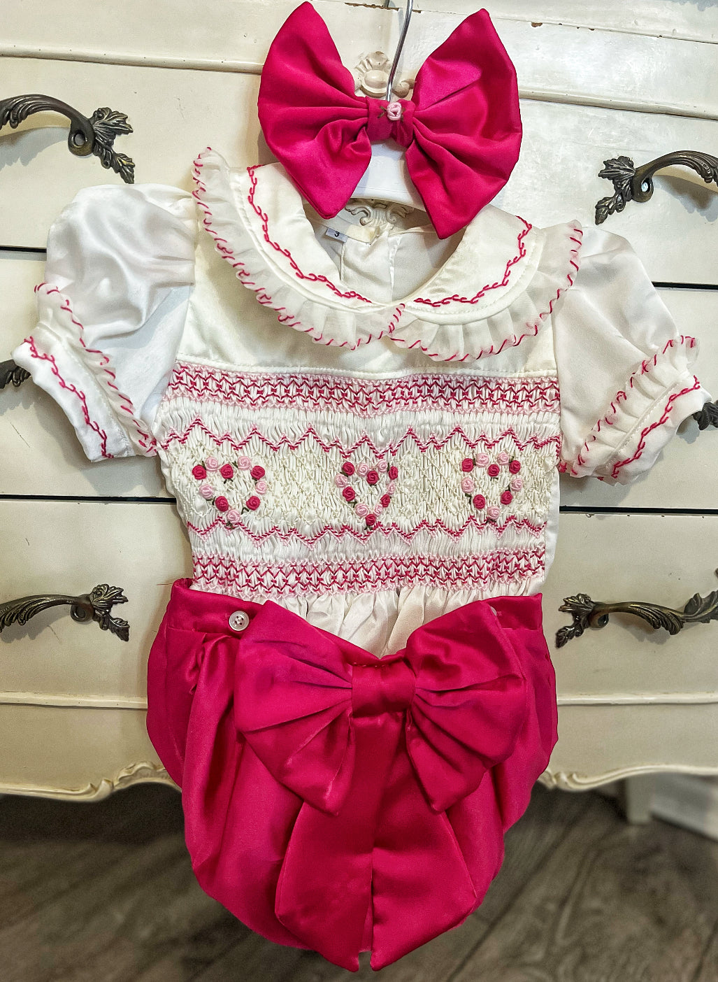 Handmade smocked romper set. 5/6week preorder