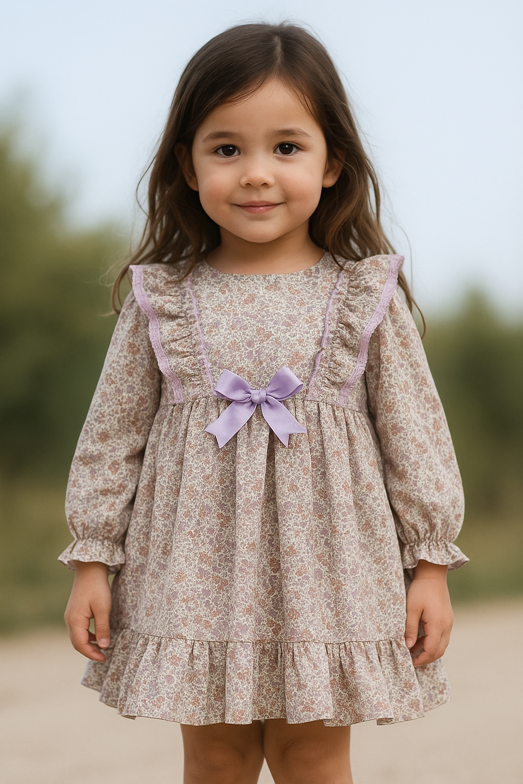 Floral older girls dress lilac