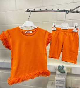 Orange Tulle shorts set