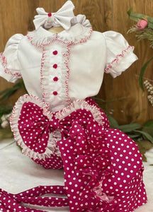 Ss25 handmade luxe romper and bonnet  (6weeks) 1098