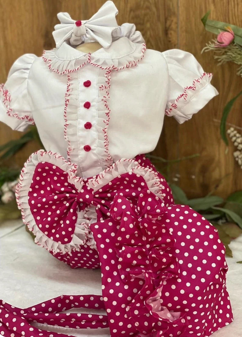 Ss25 handmade luxe romper and bonnet  (6weeks) 1098