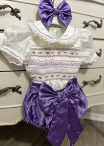 Handmade smocked romper set. 5/6week preorder