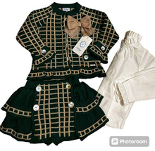 IN STOCK RAHIGO skort blouse and jacket set green/camel