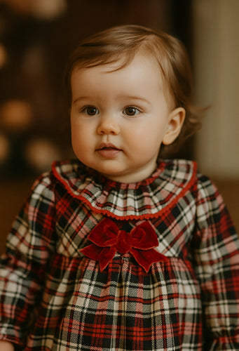 Bow Dress And knickers tartan classic