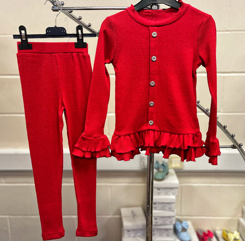 Red Peplum Frill 2Piece