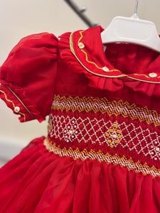 Luxury smock red and gold. (December delivery)