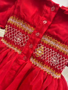 Luxury smock red and gold. (December delivery)