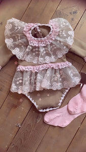 ELA AW23  Romper and bonnet (handmade 6weeks)