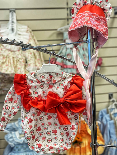 Ela valentines Romper and bonnet (4/5weeks delivery no)