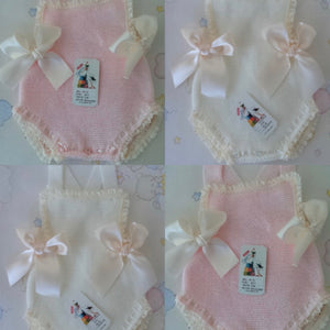 Summer knitted bow romper CREAM 6months