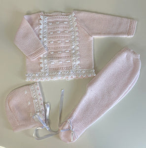 Pink knit set (includes bonnet) 580
