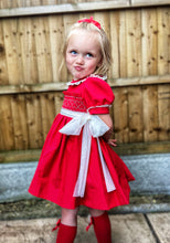 Tulle Ribbon slot smock sonata Red (HANDMADE TO ORDER 5/6weeks lead time)