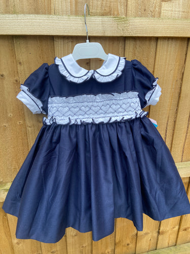 Navy sonata heart smock (Handmade 5/6week lead time)