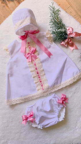 Ela SS23 dress knickers and bonnet (6WEEK HANDMADE)