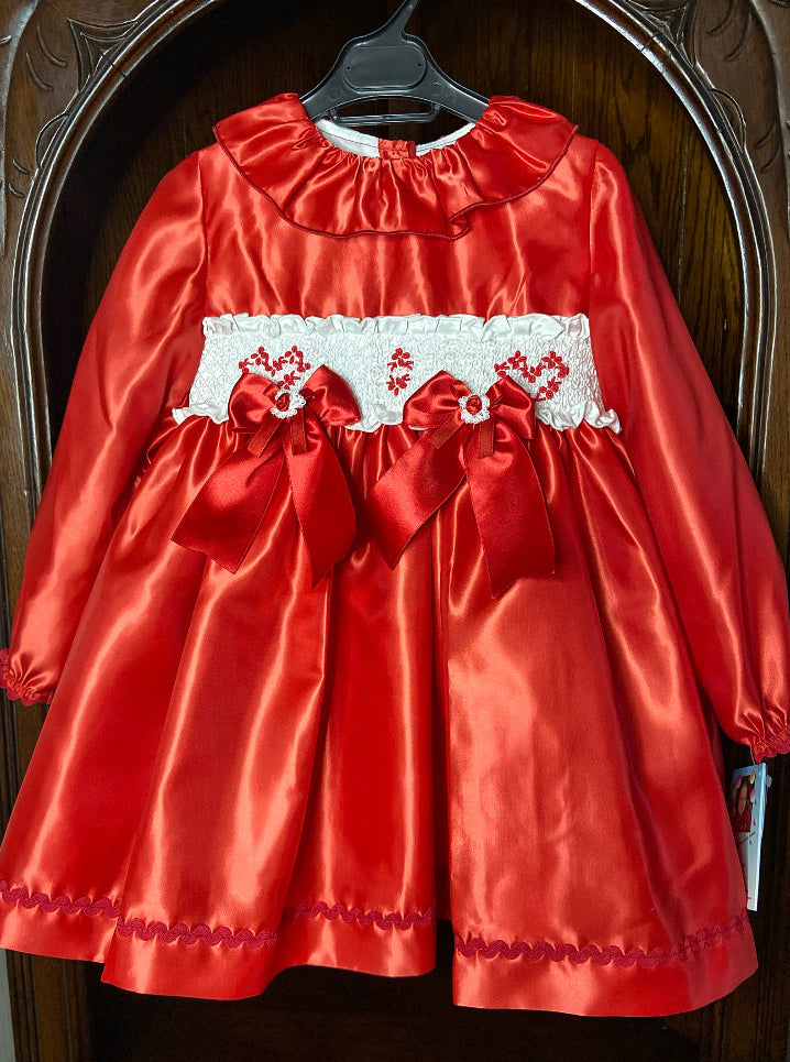 RED SATIN HEART SMOCK