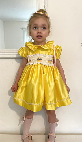 Lemon satin Easter smock (preorder)